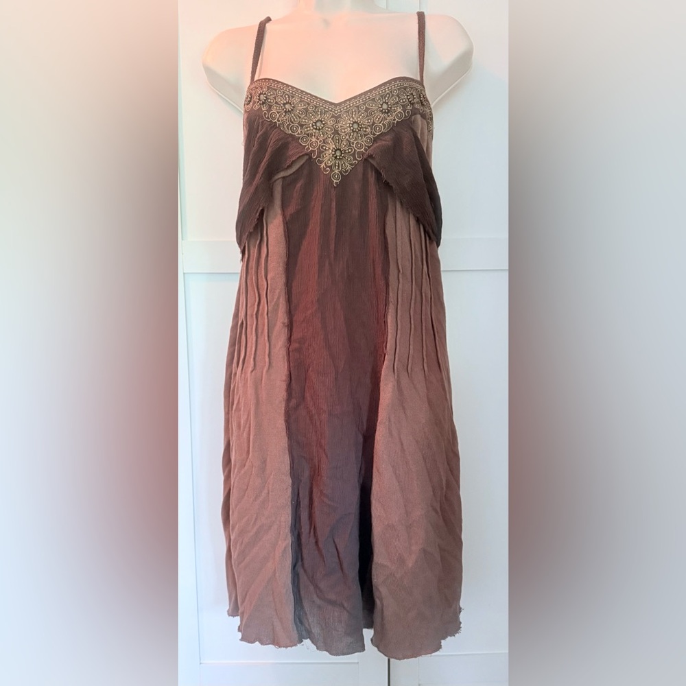 Free People | Brown Beaded Detail  Dress XS